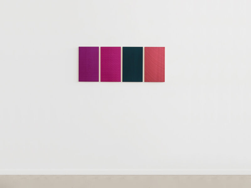 Quartet 1, 2014 | Kremer pigments, polyurethane dispersion on poplar panels, 4-parts, 50.8 x 124.5 cm