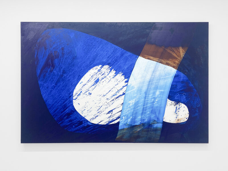 Ohne Titel (Phthaloblau), 2022 | Öl auf Umbra auf Leinwand, 130 x 200 cm | Daniel Lergon