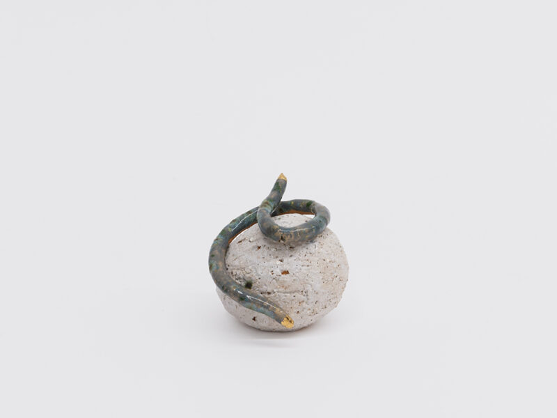 Blue Coil Study, 2019 | clay, slip, glaze, luster, 7 x 7 x 7 cm