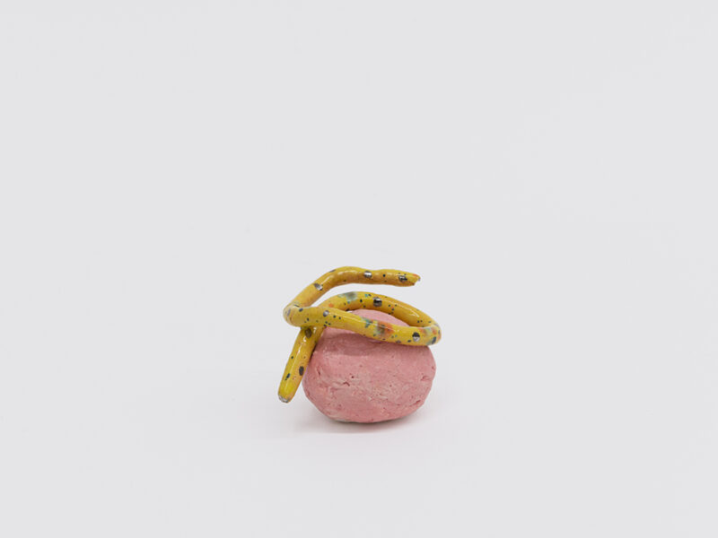 Yellow Coil Study, 2019 | clay, slip, glaze, luster, 5 x 7 x 6 cm