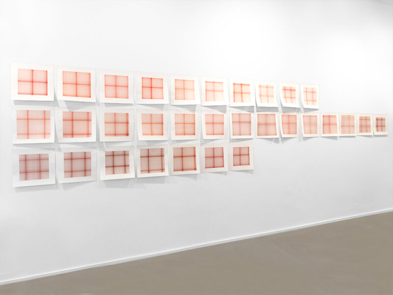 New York Harbor (August 12 - September 11, 2021), 2022 | ink on Japanese Gampi paper, mounted, 31-part, each ca. 40 x 40cm | Jill Baroff