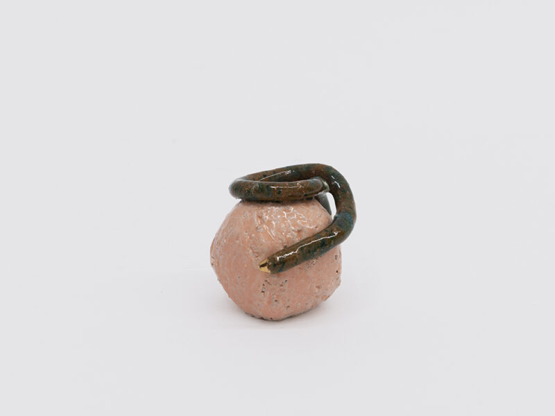 Green Coil Study, 2019 | clay, slip, glaze, luster, 6 x 7 x 6 cm | Gailan Ngan