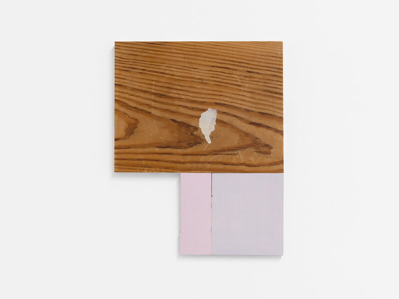 Maureen Potter, 2023 | found wood, board, oil and spray paint on wood, staples, 27 x 22.8 x 1 cm