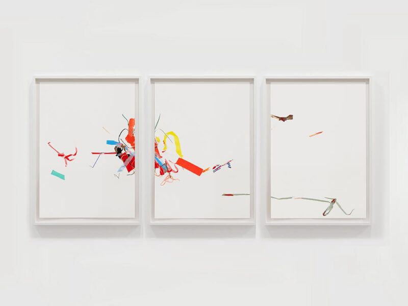 Floating Weeds (FW-S24-2), 2024 | paint, ink on Japanese Gampi paper, mounted, 3-part, je 50.5 x 35.5 cm | Jill Baroff