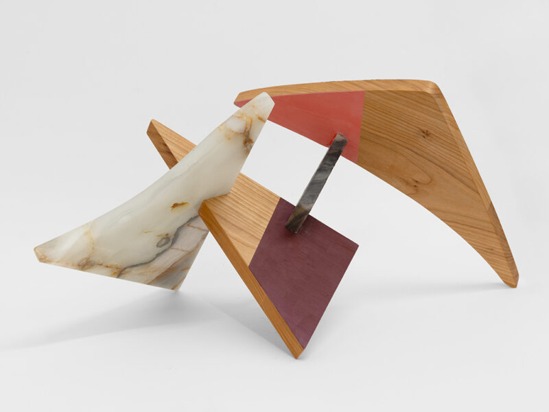 Petit Rubis, 2025 | marble, oil on red oak, 29 x 63 x 23 cm