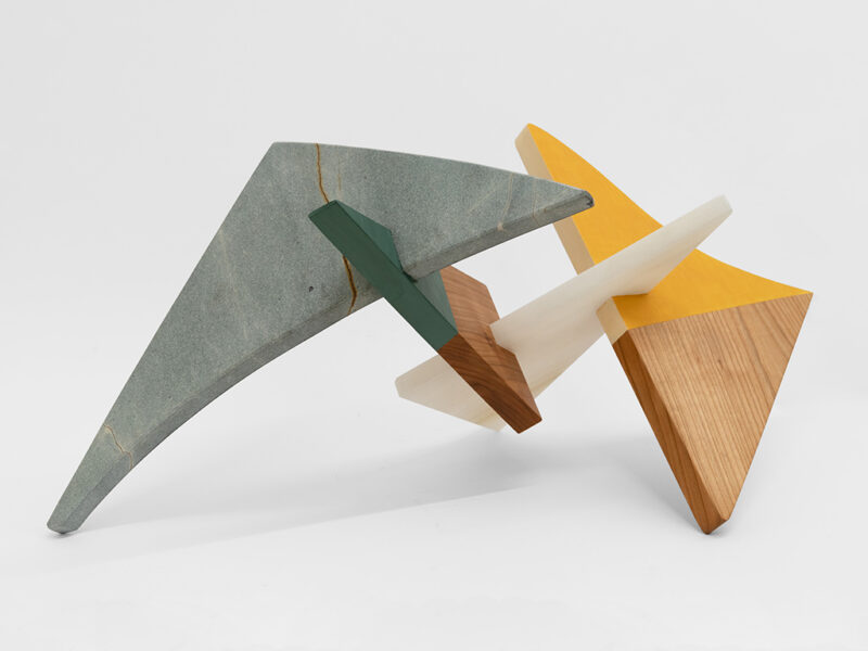 Star-Crossed Lovers | marble, oil on red oak, 27.5 x 63 x 32 cm
