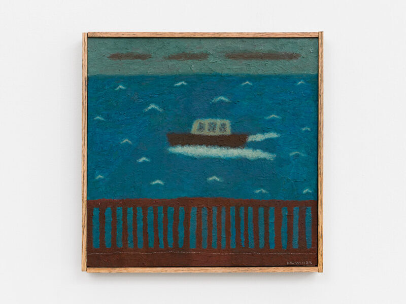 Morning Ferry, 2025 | oil on panel, artist's frame, 30.5 x 30.5 cm | Tony Huynh