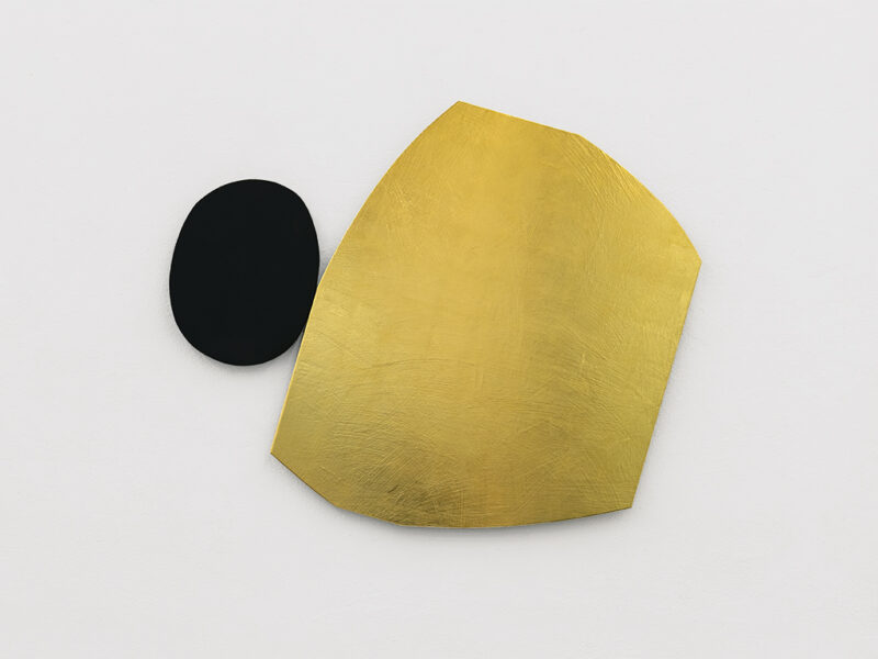 Golden Bastard, 2016 | Acryl auf Aluminium, Transfer Blattgold auf Aluminium, 2-teilig, 82.6 x 103.2 x 3 cm | Imi Knoebel