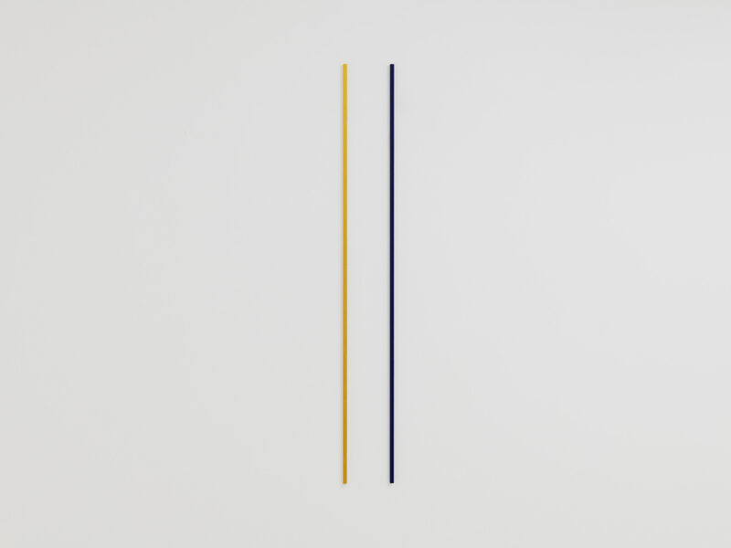 Goldene Zeiten, 2025 | lacquer on aluminum, 2-part, together 110 x 13 x 1 cm | Lutz Fritsch