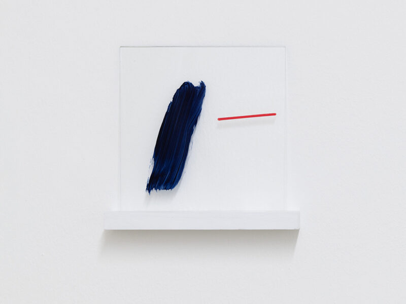 Ein Gedicht, 2026 | Glas, Acryl, Holz, Glasplatte: 15 x 15 x 0.2 cm, Wandboard: 1.5 x 17.5 x 3 cm, Auflage 10 | Lutz Fritsch